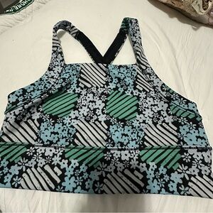 FP Movement by Free People Patterned Bra - Black, Green, and White